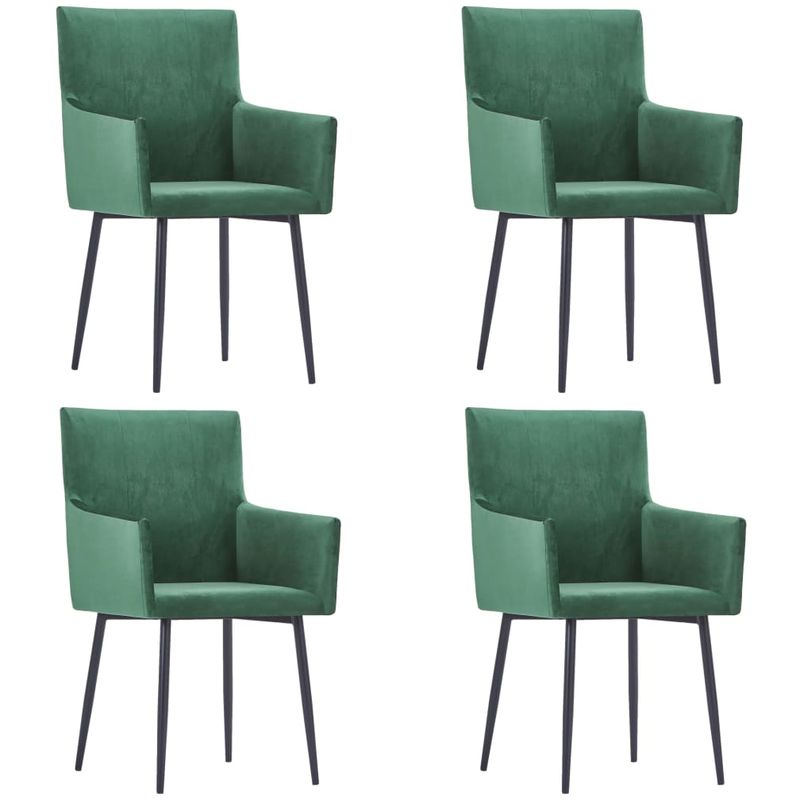 

Sillas de comedor con reposabrazos 4 unidades terciopelo verde - Hommoo