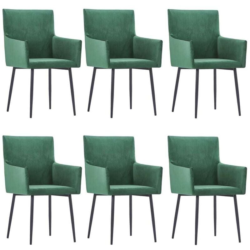 

Sillas de comedor con reposabrazos 6 unidades terciopelo verde - Hommoo