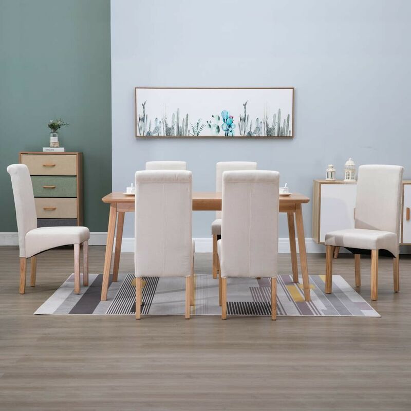 

Sillas de comedor de tela color crema 6 unidades - Hommoo