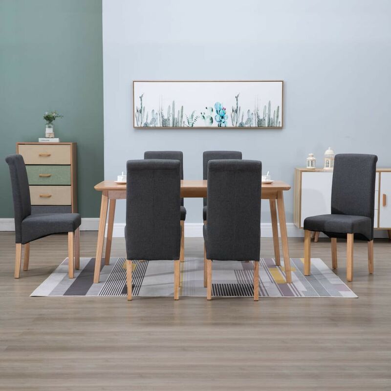 

Sillas de comedor de tela gris 6 unidades - Hommoo