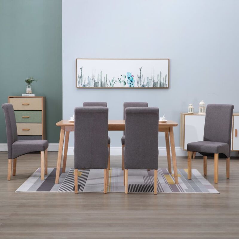 

Hommoo Sillas de comedor de tela gris taupe 6 unidades