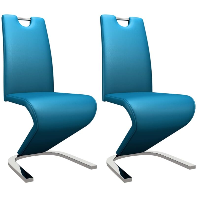 

Sillas de comedor forma de zigzag 2 uds cuero sintético azul - Hommoo