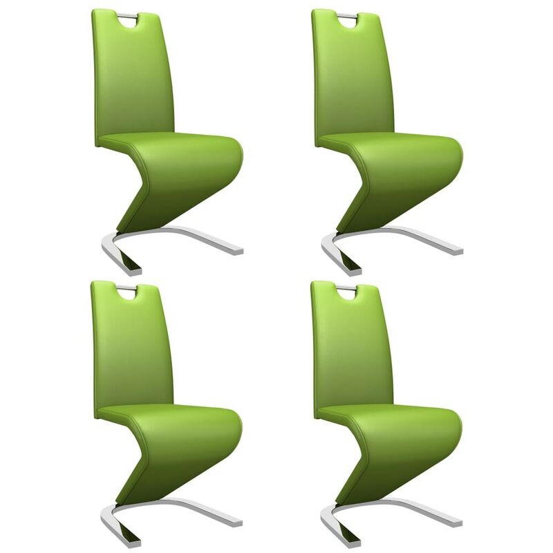 

Hommoo Sillas de comedor forma de zigzag 4 uds cuero sintético verde