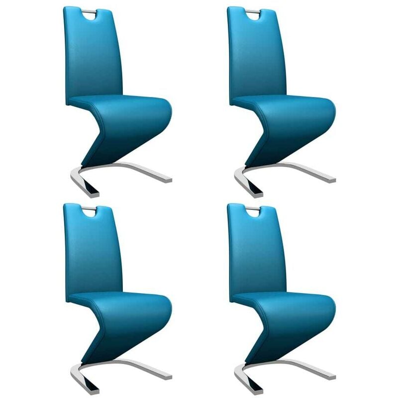 

Sillas de comedor forma de zigzag 4 uds cuero sintético azul - Hommoo