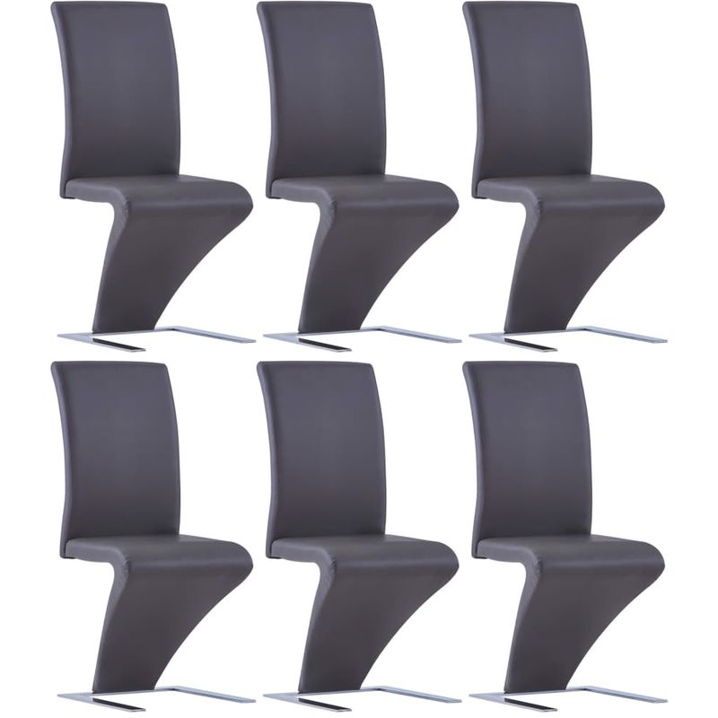 

Sillas de comedor forma de zigzag 6 uds cuero sintético gris - Hommoo