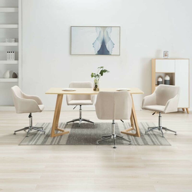 

Sillas de comedor giratorias 4 unidades tela color crema - Hommoo
