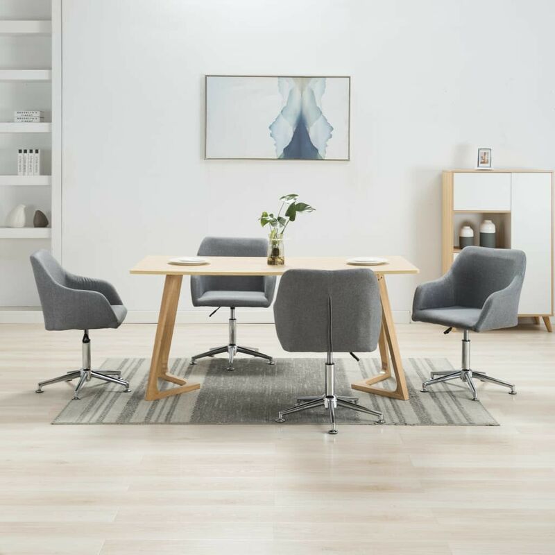 

Sillas de comedor giratorias 4 unidades tela gris claro - Hommoo