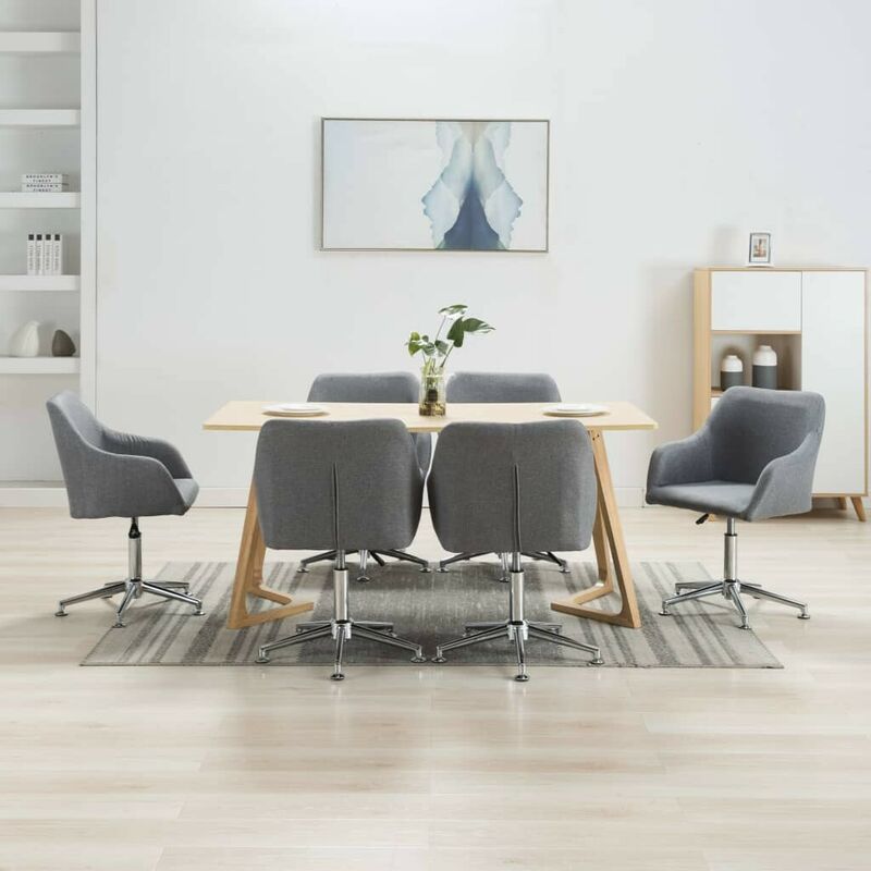 

Sillas de comedor giratorias 6 unidades tela gris claro - Hommoo