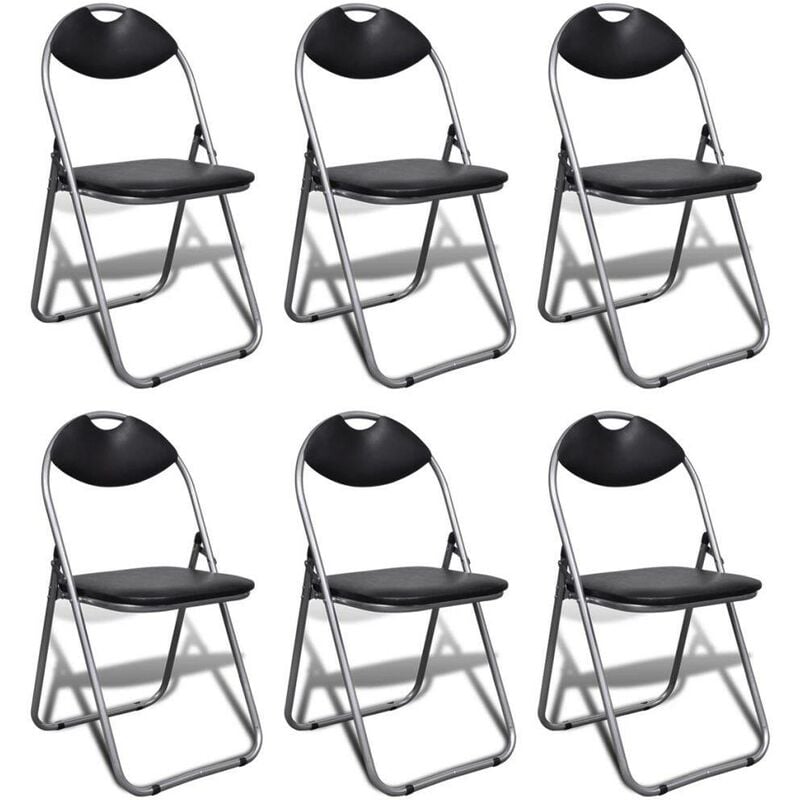 

Hommoo - Sillas de comedor plegables 2 uds cuero sintético y acero negro