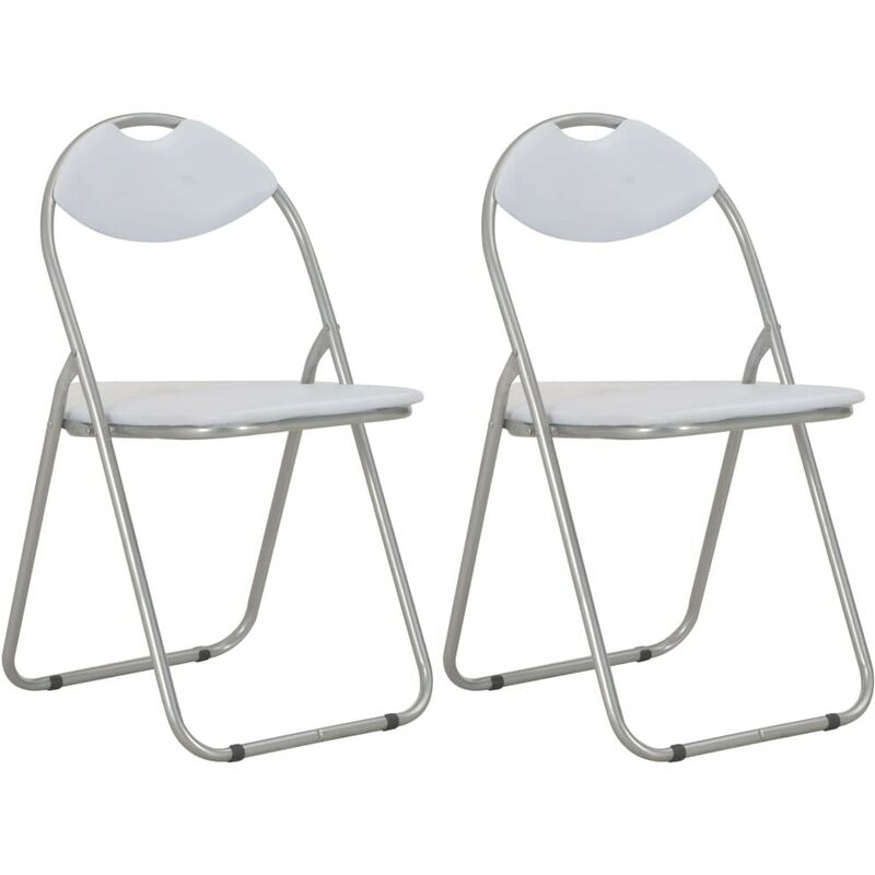 

Sillas de comedor plegables 2 unidades cuero sintético blanco - Hommoo