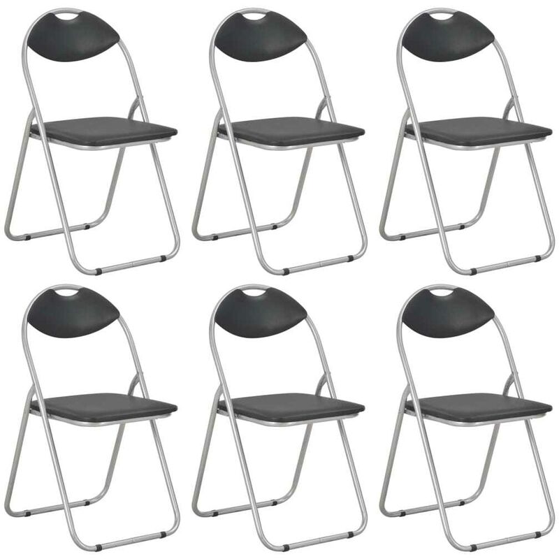 

Sillas de comedor plegables 6 unidades cuero sintético negro - Hommoo