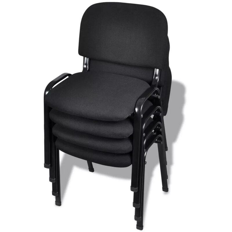 

Sillas de oficina apilables 4 piezas de tela negra - Hommoo