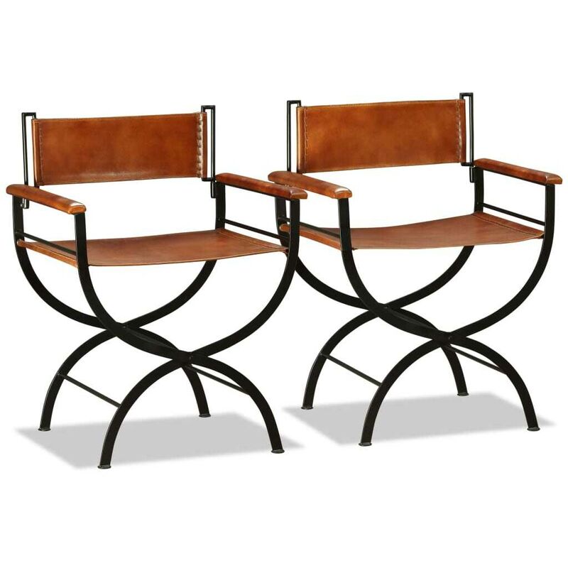 

Sillas plegables 2 unidades cuero auténtico marrón y negro - Hommoo