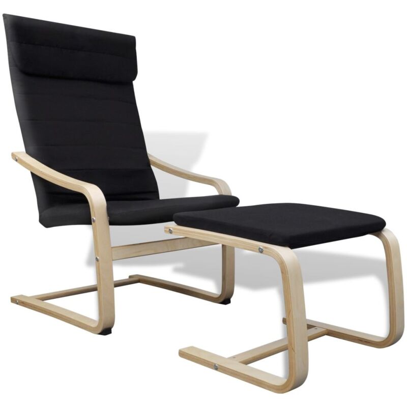 

Hommoo Sillón con madera curvada y tela negro