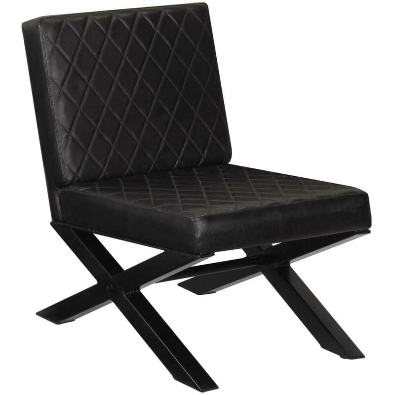 

Sillón de cuero auténtico negro - Hommoo