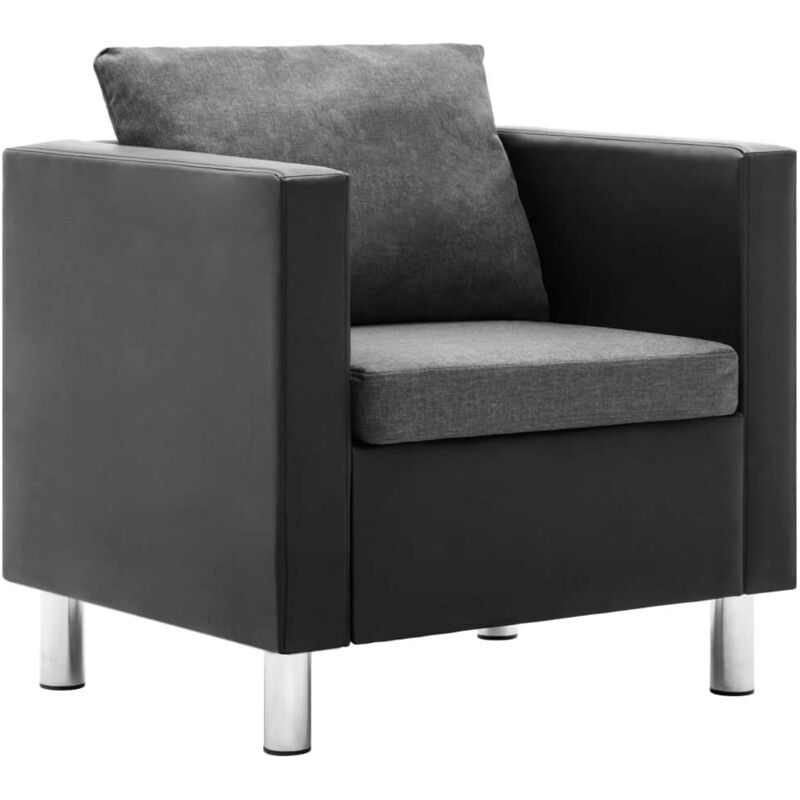 

Sillón de cuero sintético negro y gris claro - Hommoo