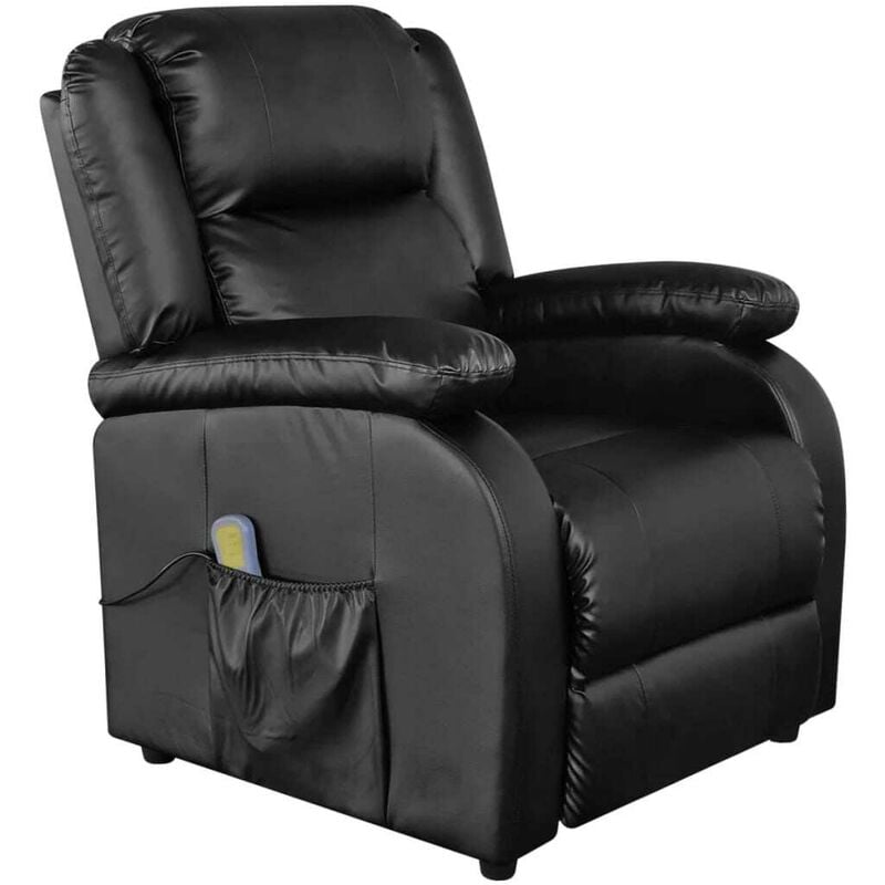 

Sillón de masaje de cuero sintético negro - Hommoo