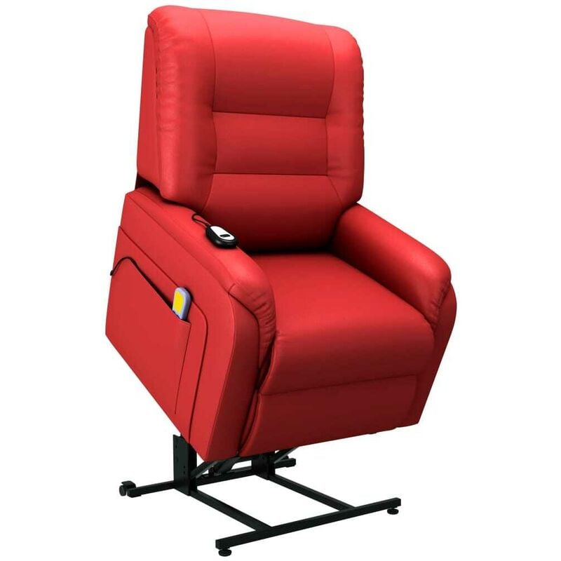 

Sillón de masaje reclinable incorporación cuero sintético rojo - Hommoo