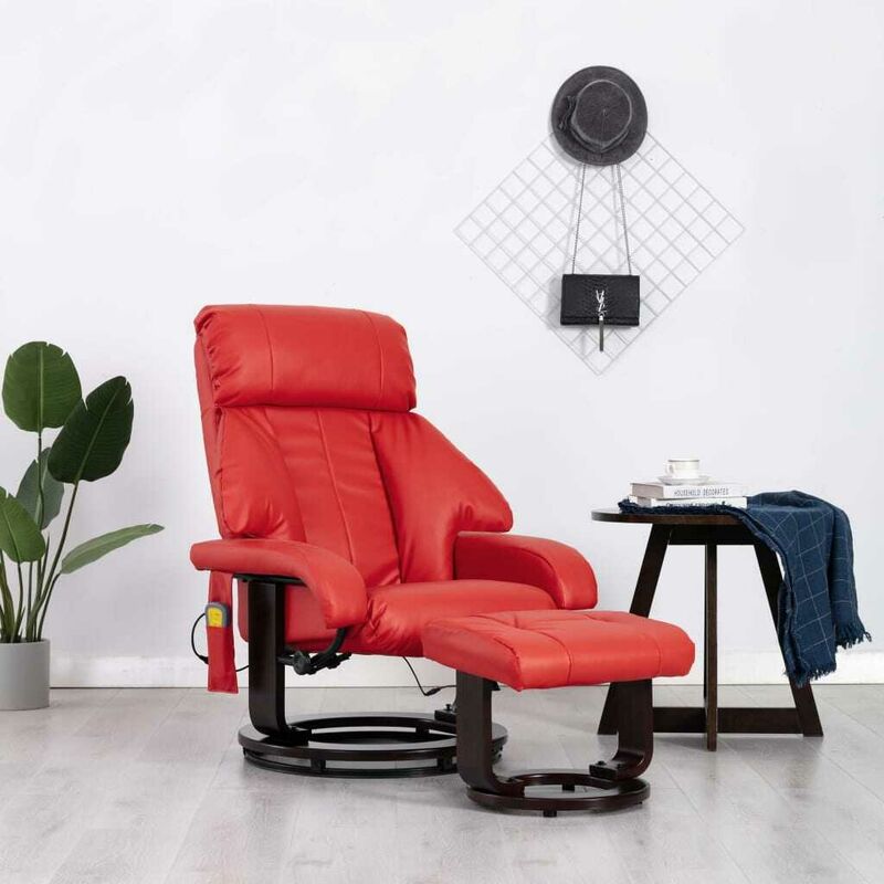 

Sillón de masaje reclinable para TV cuero sintético rojo - Hommoo