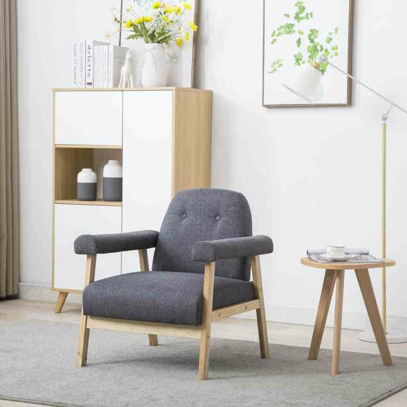 

Sillón de tela gris oscuro - Hommoo
