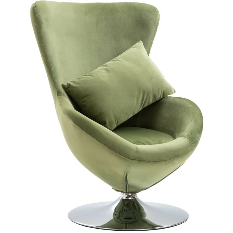 

Hommoo Sillón egg giratorio con cojín terciopelo verde