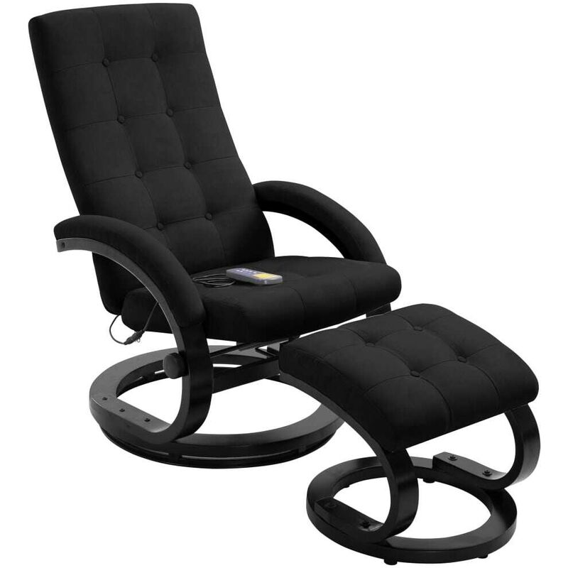 

Sillón masaje reclinable y reposapiés tela tacto de ante negro - Hommoo