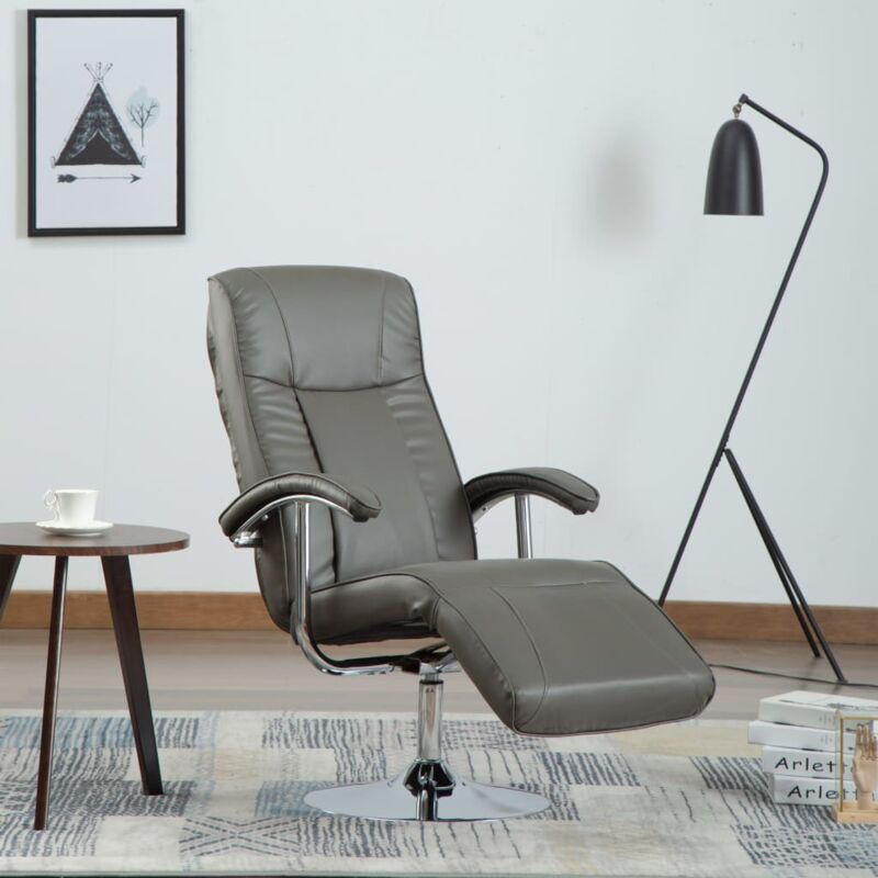 

Sillón para la televisión de cuero sintético gris - Hommoo
