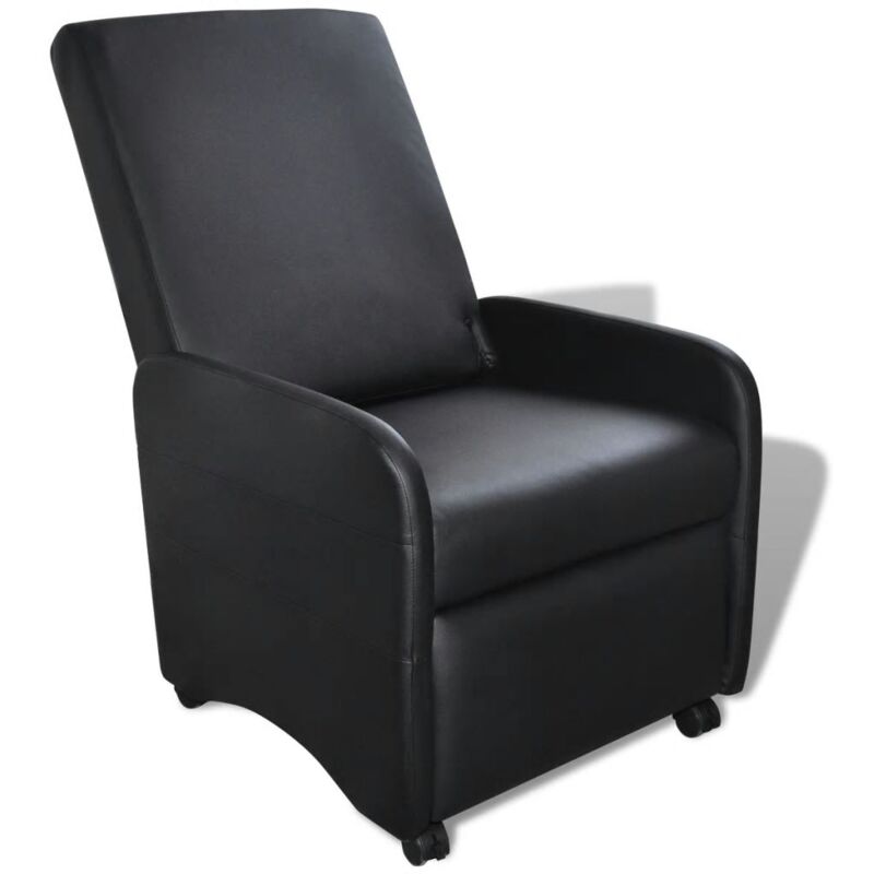 

Sillón plegable de cuero sintético negro - Hommoo