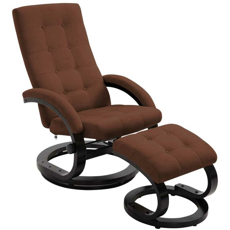 

Hommoo - Sillón reclinable con reposapiés tela tacto de ante marrón