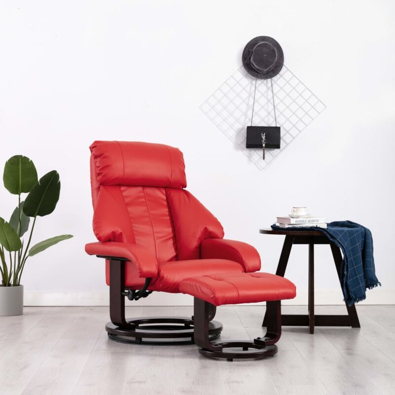

Sillón reclinable para TV con reposapiés cuero sintético rojo - Hommoo
