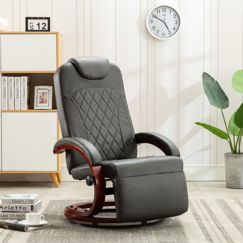 

Hommoo - Sillón reclinable para TV de cuero sintético gris