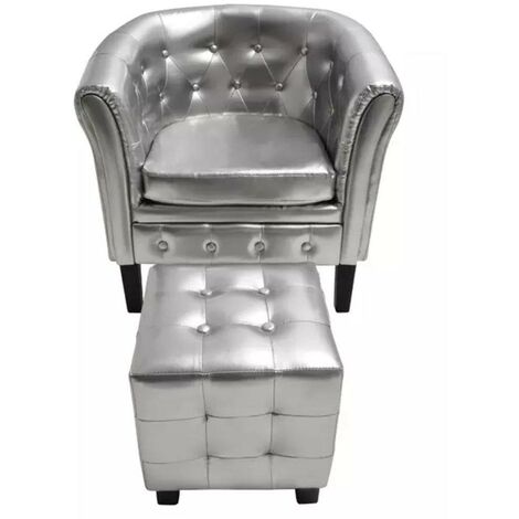 vidaXL Sillón con diseño de cubo cuero sintético blanco