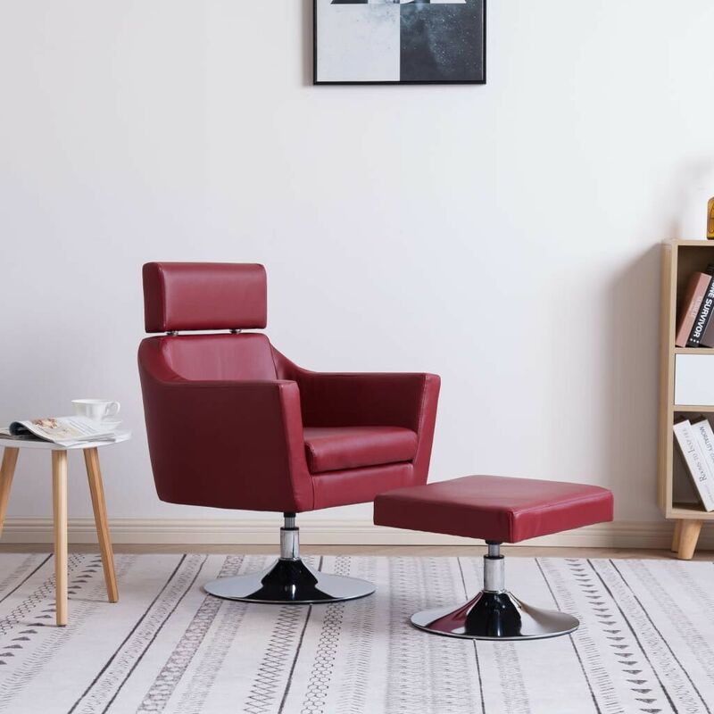 

Sillón para la TV de cuero sintético color vino tinto - Hommoo