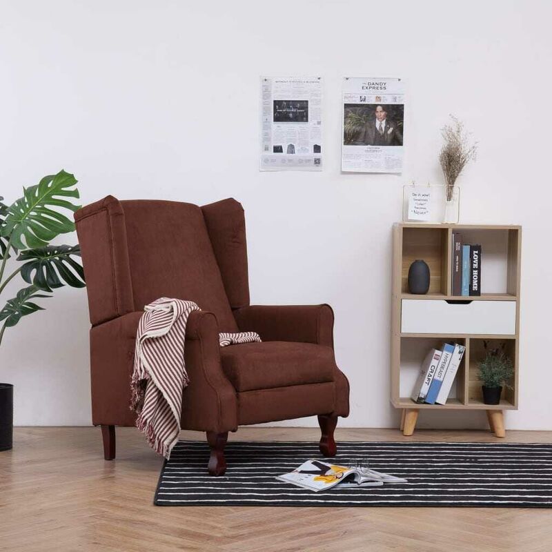 

Sillón reclinable de tela marrón - Hommoo