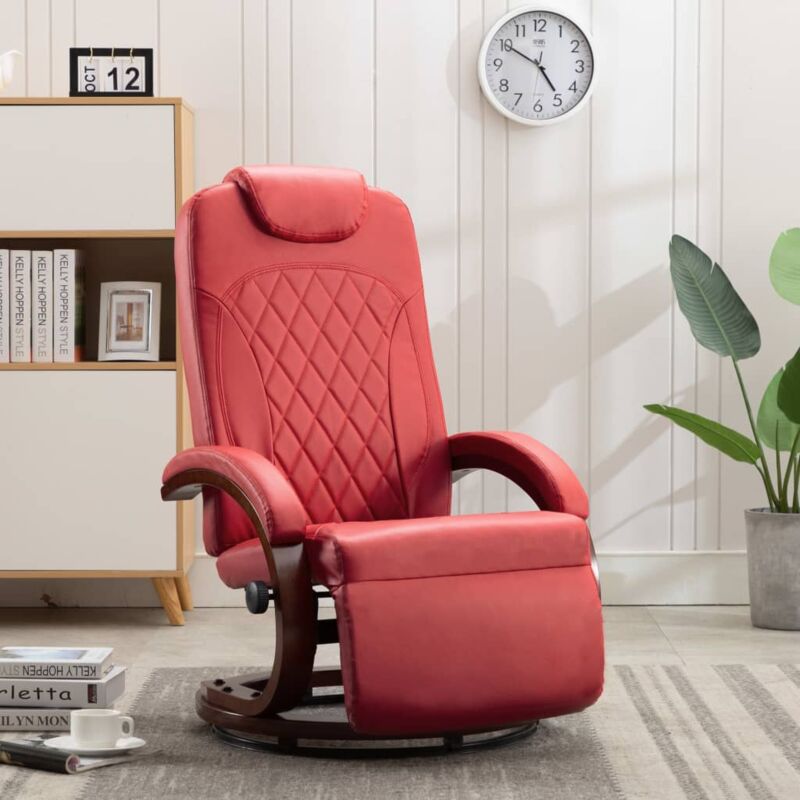 

Sillón reclinable para TV de cuero sintético rojo - Hommoo