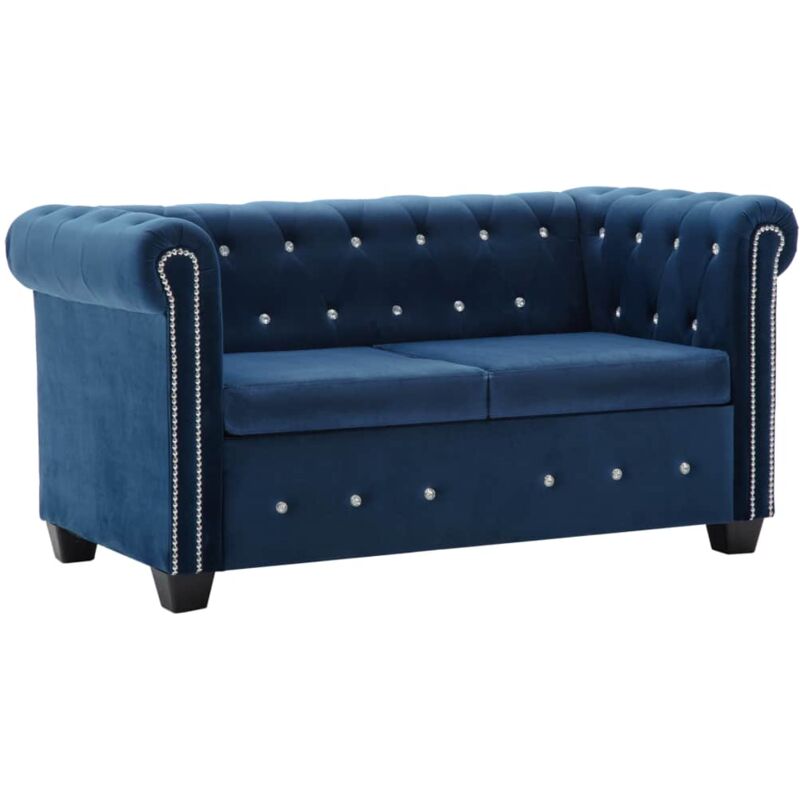 

Sofá chesterfield de 2 plazas de terciopelo 146x75x72 cm azul - Hommoo
