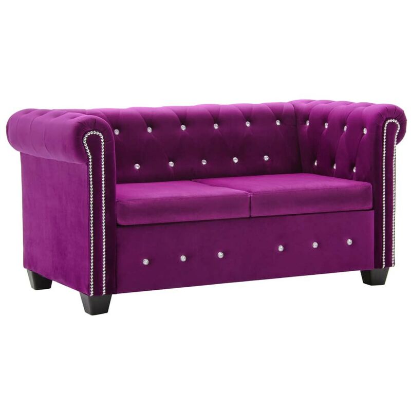 

Sofá chesterfield de 2 plazas de terciopelo 146x75x72 cm morado - Hommoo