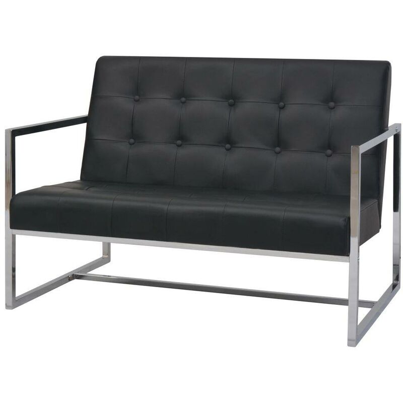 Sofa a 2 places avec accoudoirs Cuir artificiel et acier Noir HDV11512 - Hommoo