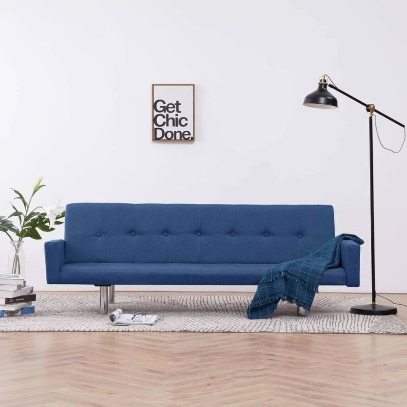 

Hommoo Sofá cama con reposabrazos de poliéster azul
