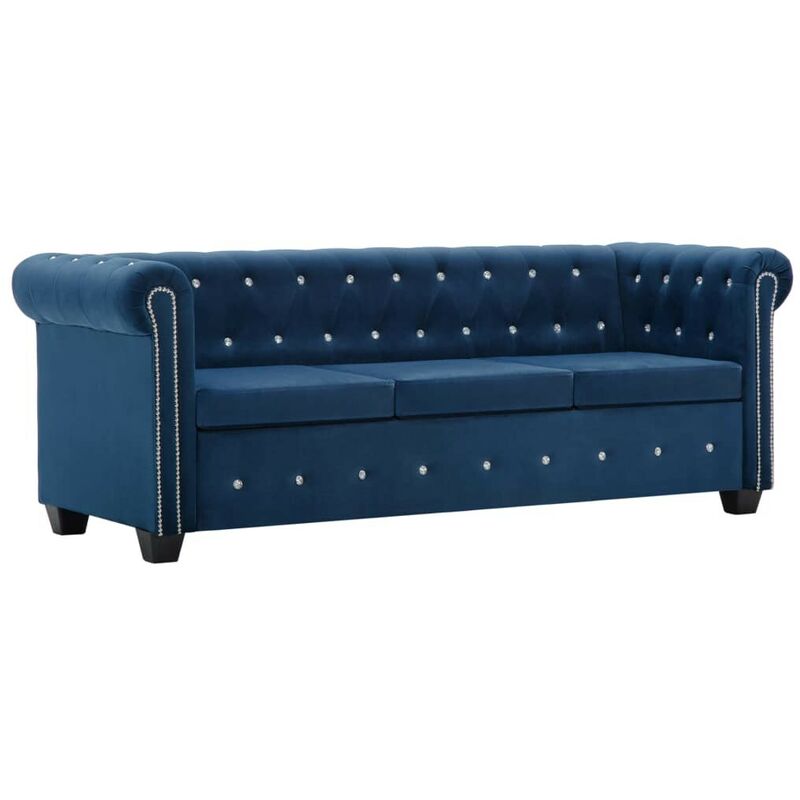 

Sofá chesterfield de 3 plazas de terciopelo 199x75x72 cm azul - Hommoo
