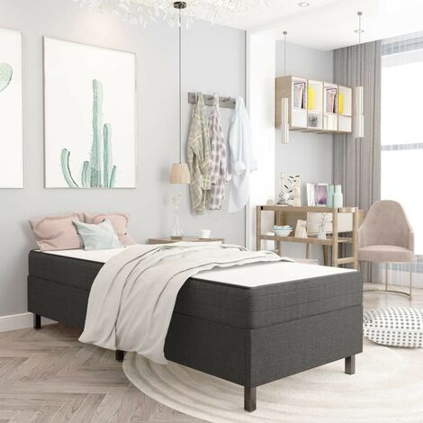 Hommoo Sommier tapissier Gris Tissu 80 x 200 cm
