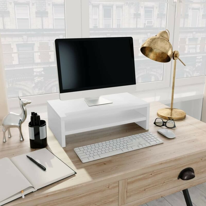 

Soporte para pantalla de aglomerado blanco 42x24x13 cm - Hommoo