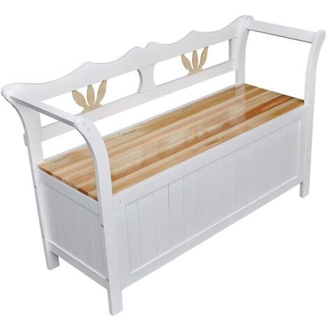 Hommoo Storage Bench 126x42x75 cm Wood White