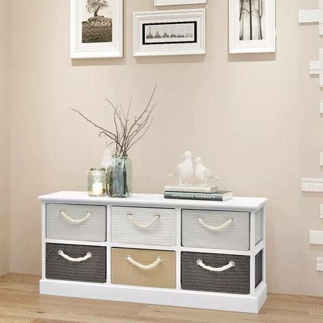 Hommoo Storage Bench 6 Drawers Wood