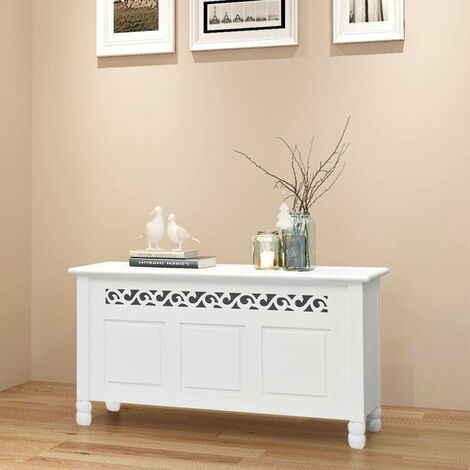 Hommoo Storage Bench Baroque Style MDF White