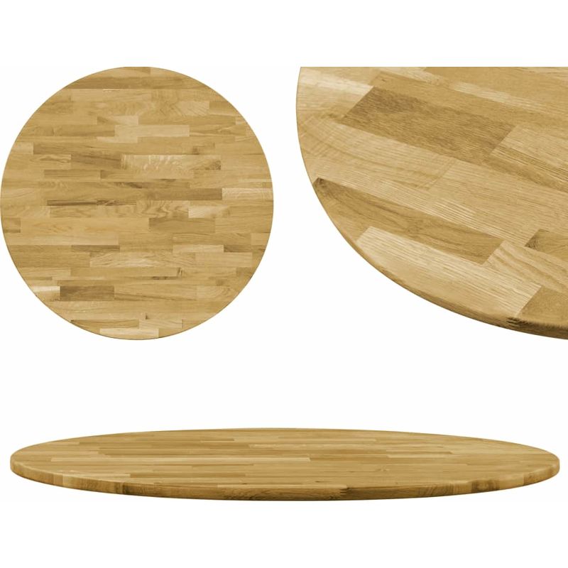 

Superficie de mesa redonda madera maciza de roble 23 mm 400 mm - Hommoo