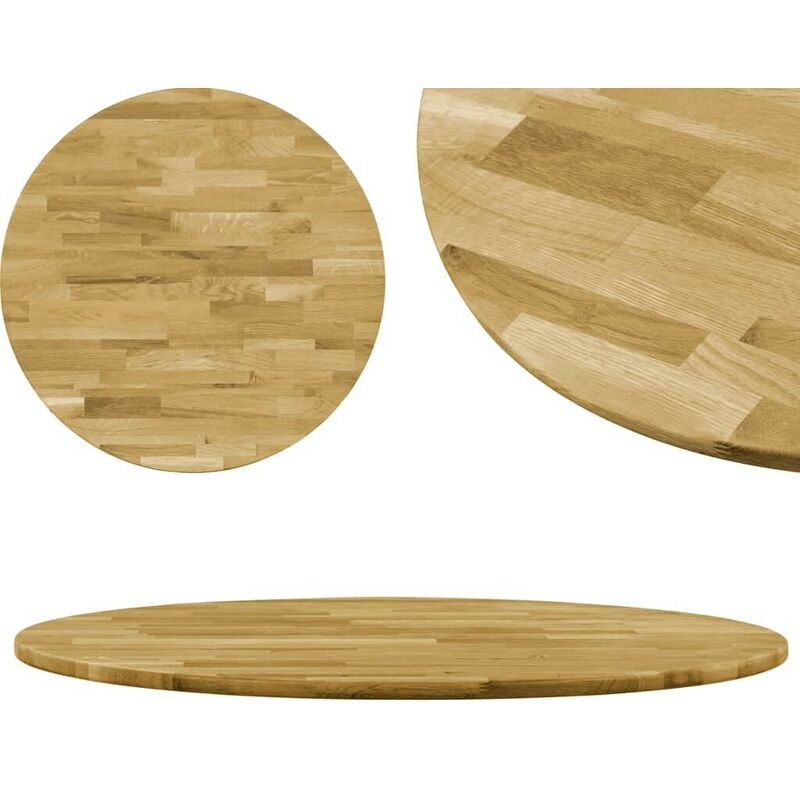 

Superficie de mesa redonda madera maciza de roble 23 mm 900 mm - Hommoo