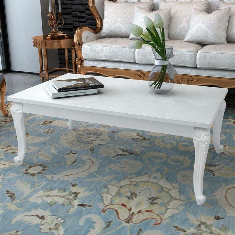 Table basse 120 x 70 x 42 cm Laquee Blanche HDV09775 - Hommoo