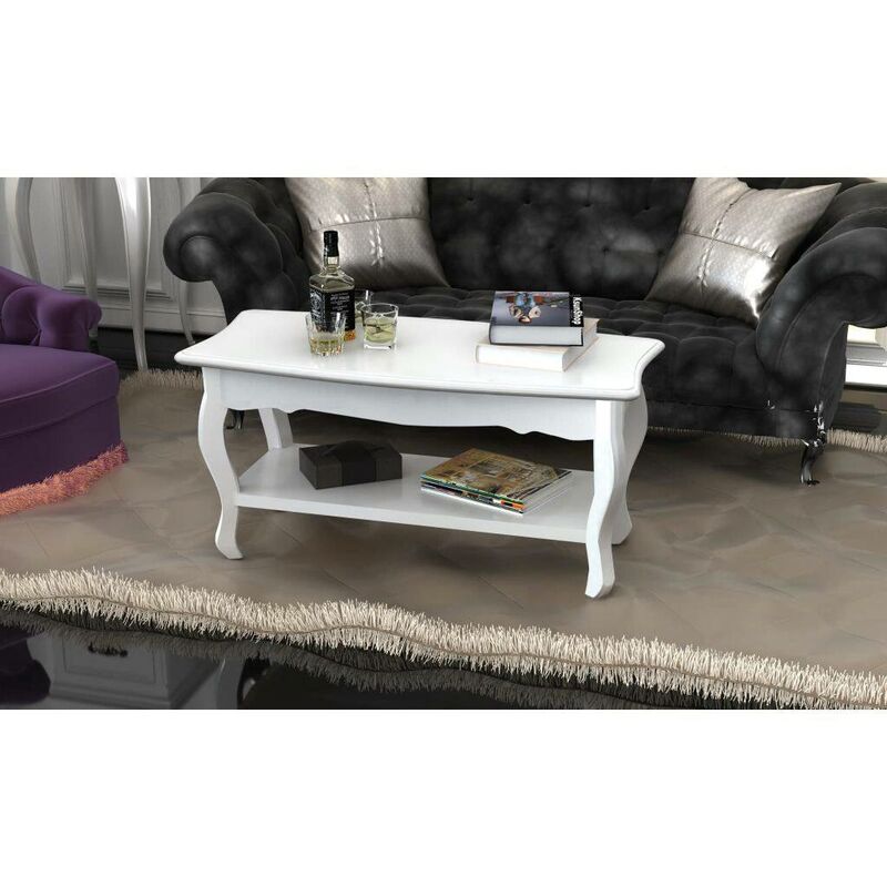 Table basse 2 couches MDF Blanc HDV30945 - Hommoo