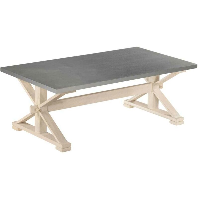 Table basse avec dessus en zinc Bois de manguier 110x60x40 cm HDV13033 - Hommoo